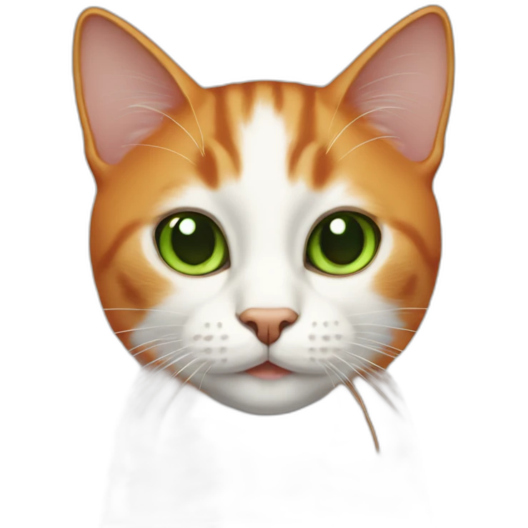 cat with white nose, green eyes and orange ears emoji