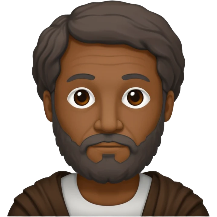 Aristotle as a black outline icon, no fill, hand-drawn look, recognizable philosopher features emoji