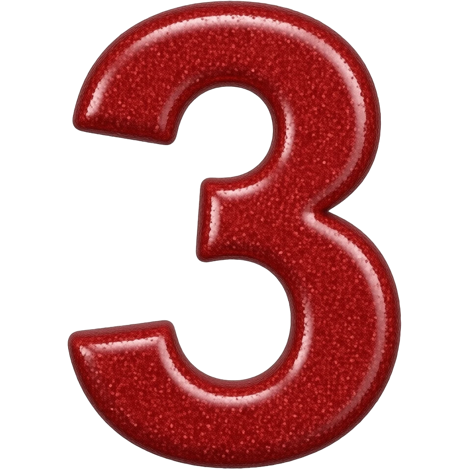 lots of red glitter number three emoji