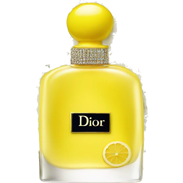 Yellow Dior perfume with mini lemons around emoji