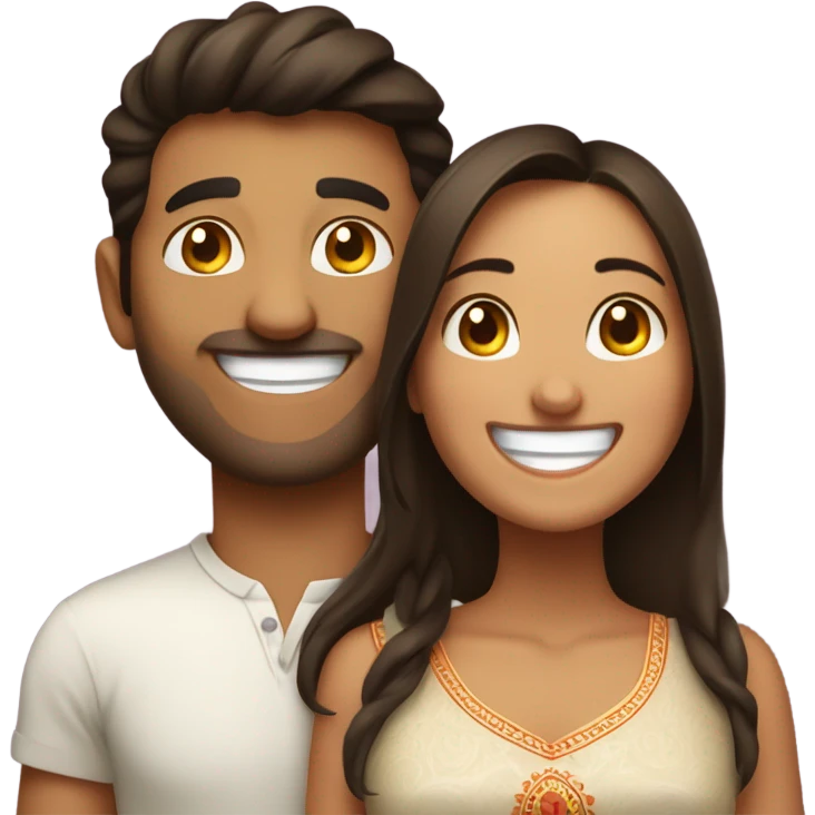 Thick brunette girl laughing with Indian man  emoji