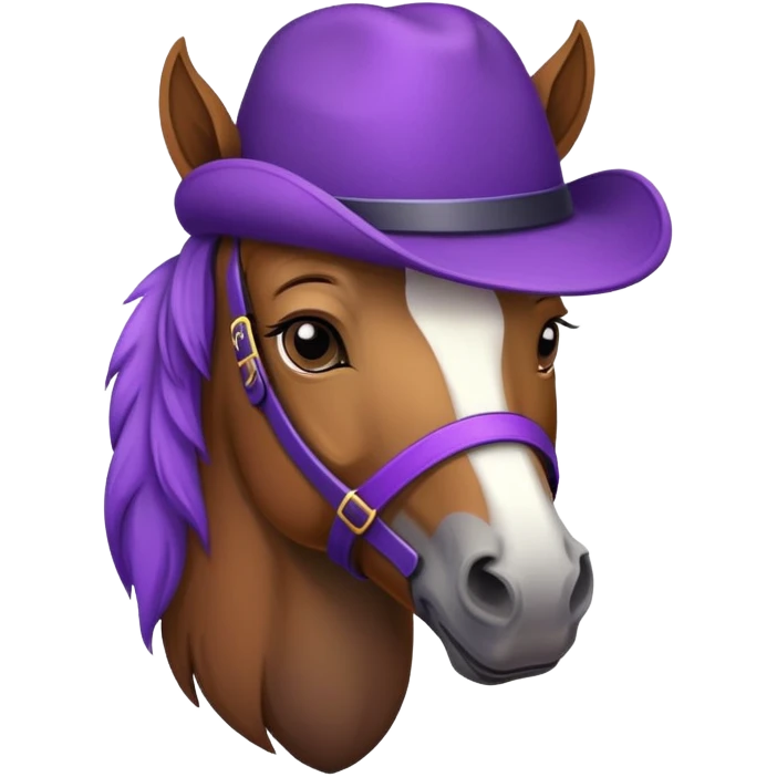 A horse with a purple hat emoji