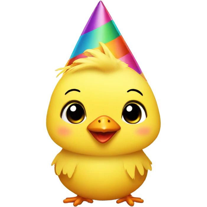 A yellow baby chick with a party hat emoji