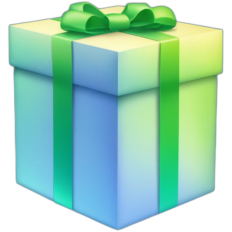 3d smooth gift box with rounded corners gradient blue to green emoji