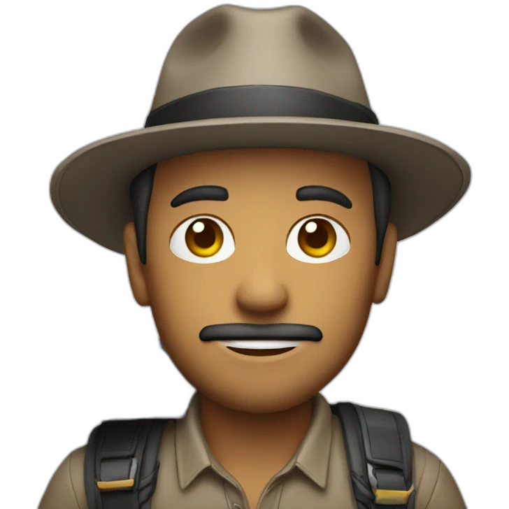 man with a hat holding camera emoji
