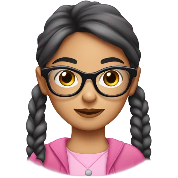Mädchen mit zwei pinken Zöpfen und Nerd Brille und fetter zahnspange  emoji
