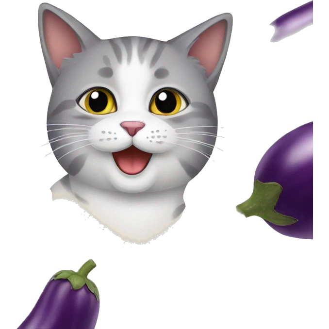 cat with eggplant  emoji