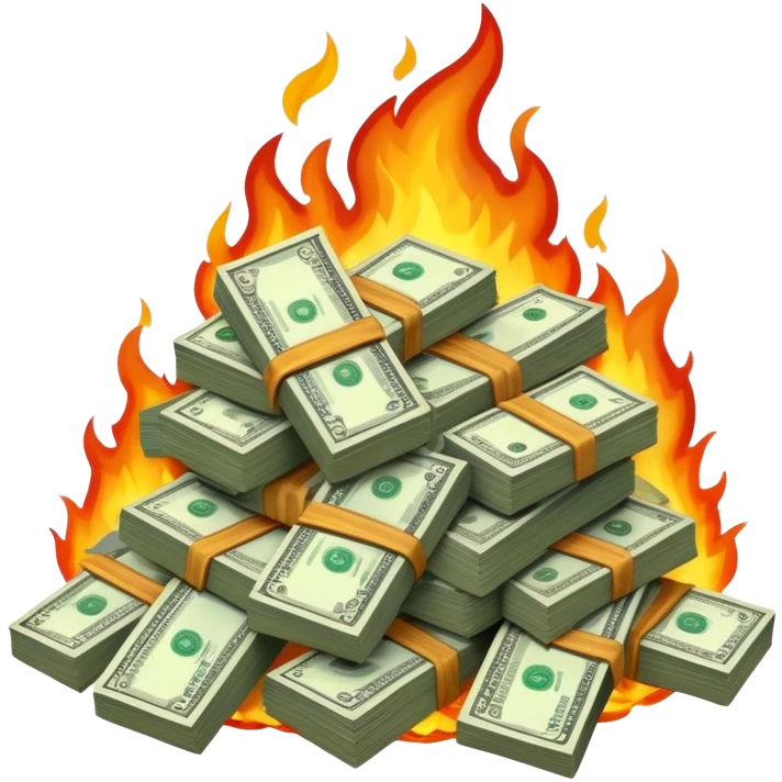 Burning money emoji