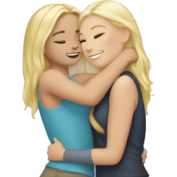 White Girl hugs blonde girl emoji