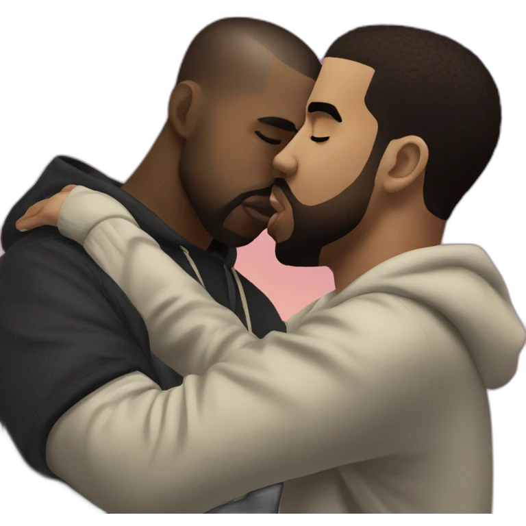 Kanye west giving a kiss to drake the singer emoji