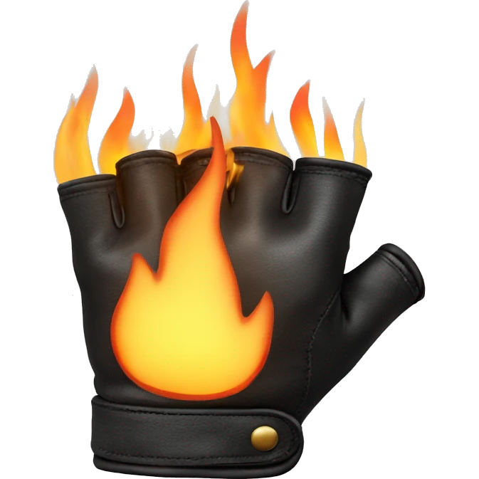 fingerless driving leather glove on fire emoji