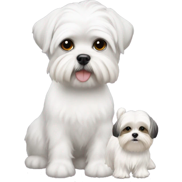 Short haired lesbian with white shih tzu emoji