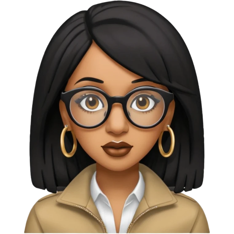 rapper Cardi B black hair wear glasses emoji