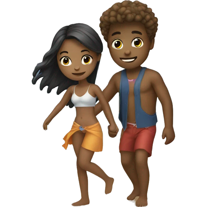  girl with boy on beach  emoji