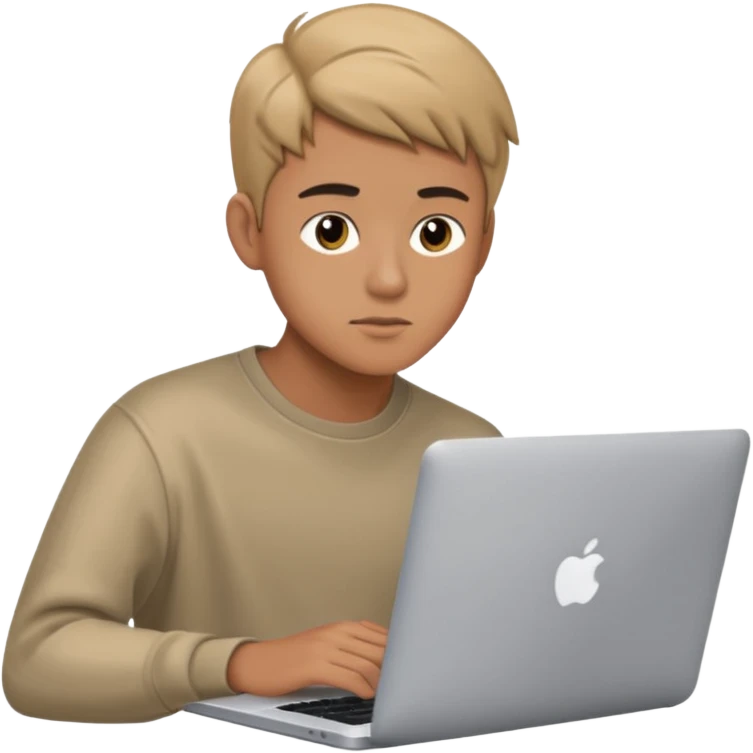 20 years old boy behind a macbook emoji