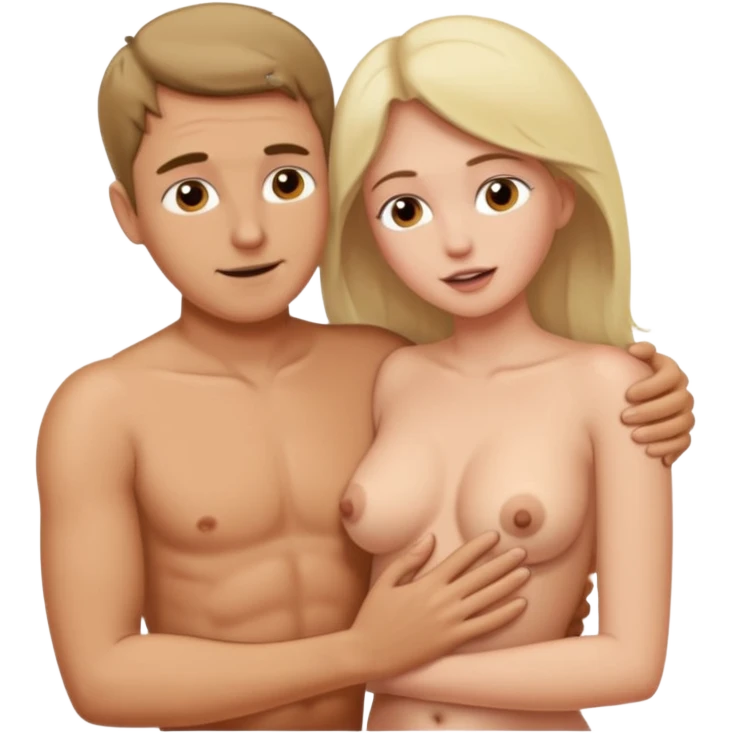 White man touching White woman vagina naked emoji