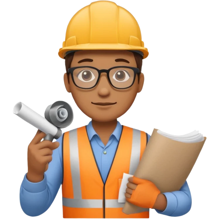Construction contractor with glasses tan skin and roll of paper emoji