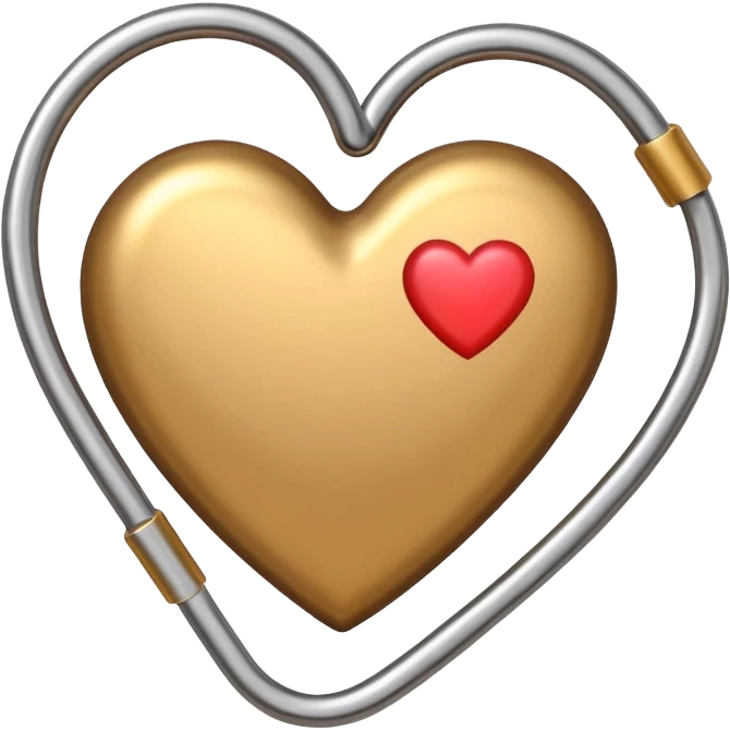 one gold paper clip and on top of the paper clip is a brown heart emoji