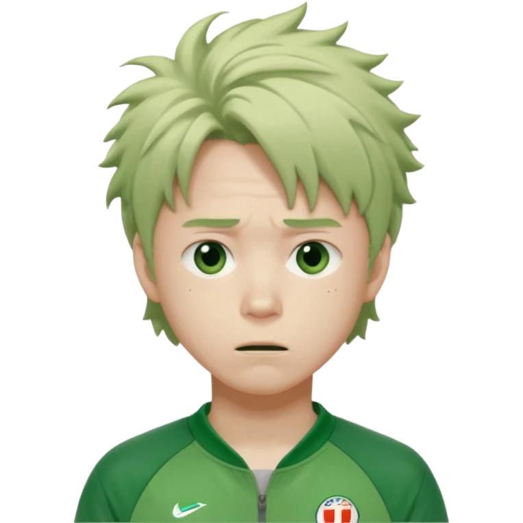 Draw Seong Gi-hun (Player 456) with messy hair, green tracksuit & tired but hopeful expression. emoji