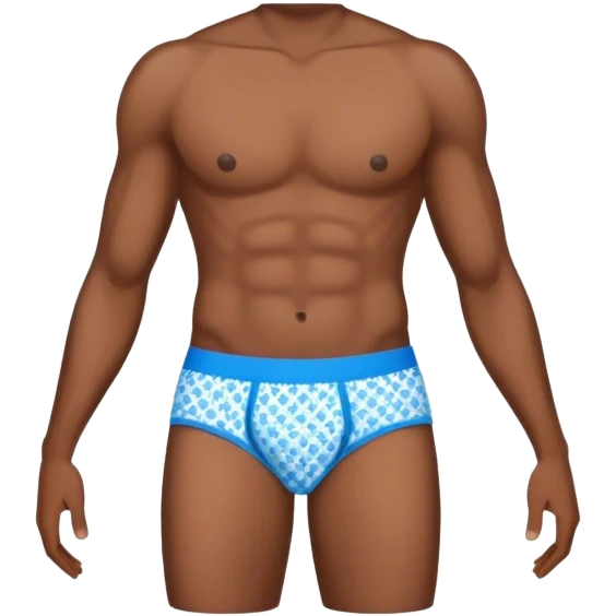 Blue heart patterned men’s briefs brown skin emoji