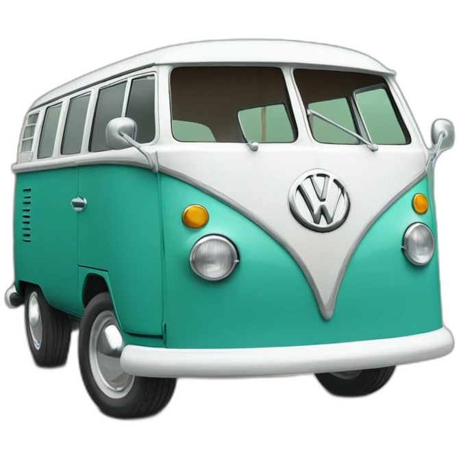 old turquoise and white vw split bus emoji