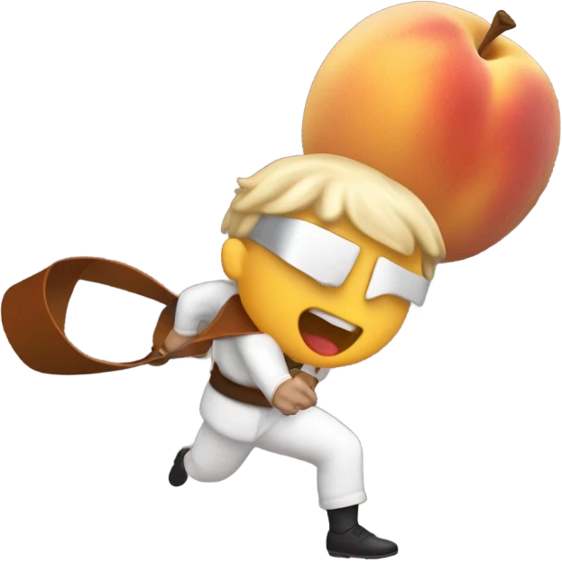A man hitting a peach with a belt emoji