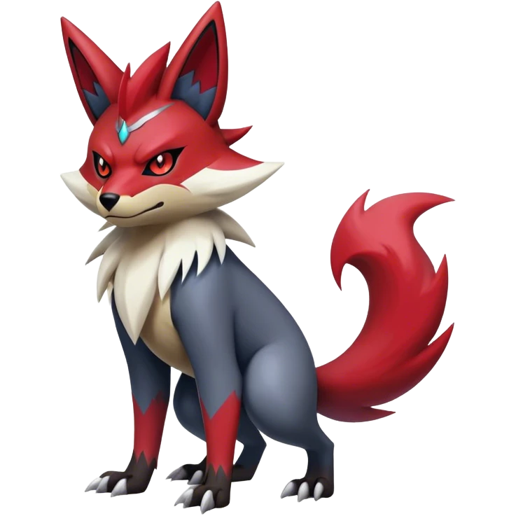 Epic Shiny Cool Edgy Badass Zangoose-Zorua-Zoroark-Pokemon-fakemon-hybrid-animal Full Body  emoji