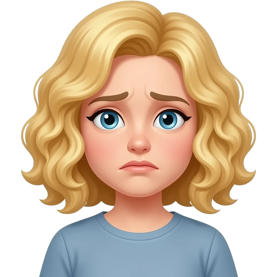 blonde curly bob shaking head in disbelieve emoji