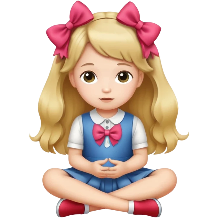 child with hair bow sitting emoji