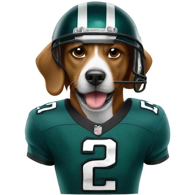 Dog wearing an eagles helmet emoji