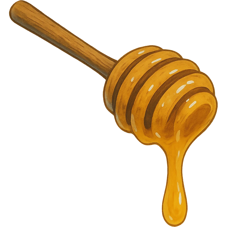 realistic honey dripping from a wooden dipper in ghibli style emoji