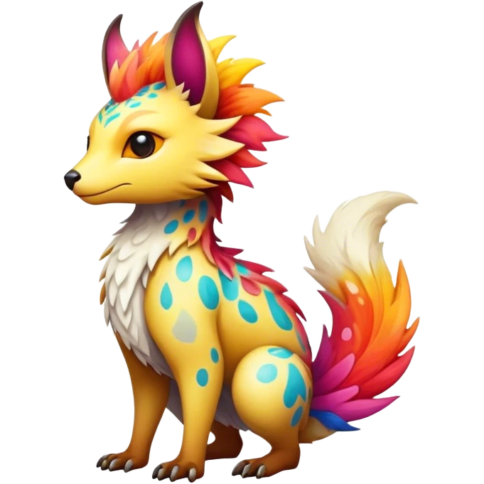 a colorful edgy cute vernid-fionbri-creature with splash patterns full body emoji