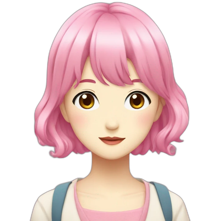 Nana Komatsu in Anime with pink hair emoji