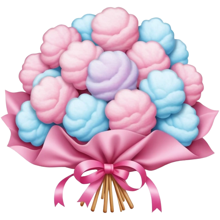 Cotton candy flower bouquet, elaborate Chinese street food art emoji