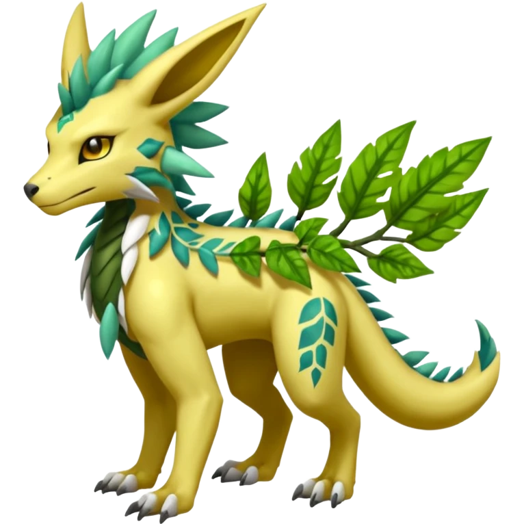 Exotic Ivy Dragonic Feathery ScalyMeloetta-Zygarde-Zeraora-Renamon-Protogen-Palkia-hybrid-fusion-Fakémon-creature, full body emoji