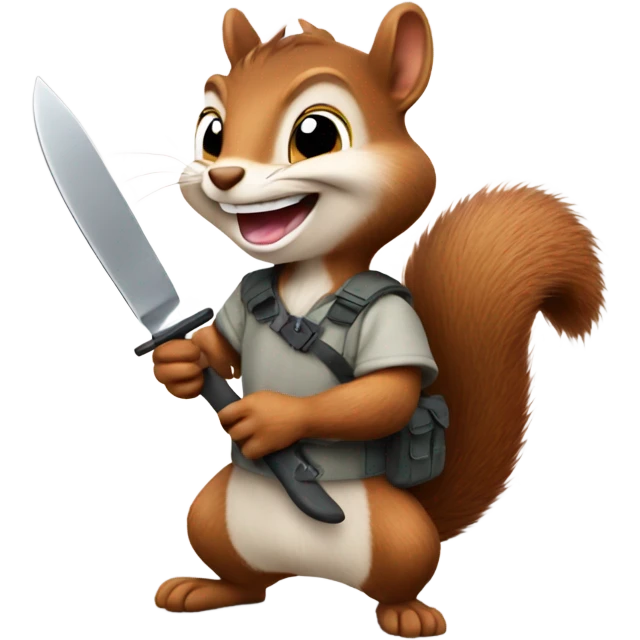 Grinning squirrel with a knife in his hand emoji