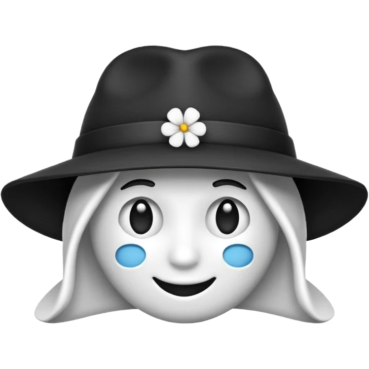 créer un emoji farfadet en noir et blanc, en traçant que les contours, sans pot de pièces dans la main et avec un trèfle à 4 feuilles sur le chapeau emoji