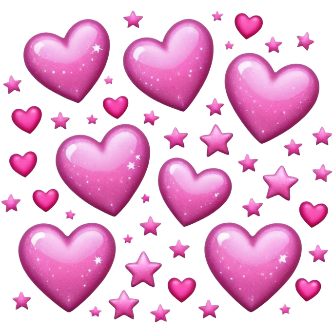 Pink Glitter Stars and Hearts emoji