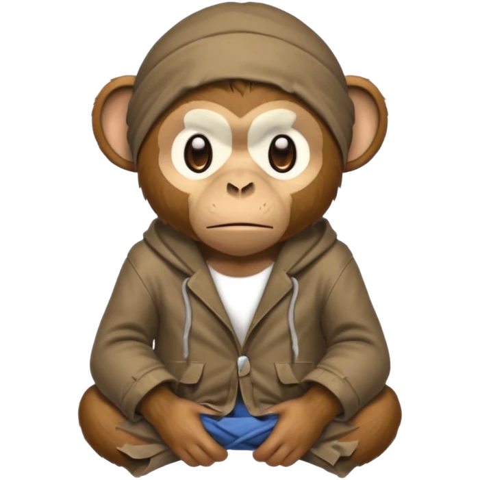 homeless poor monkey with torn clothes  emoji