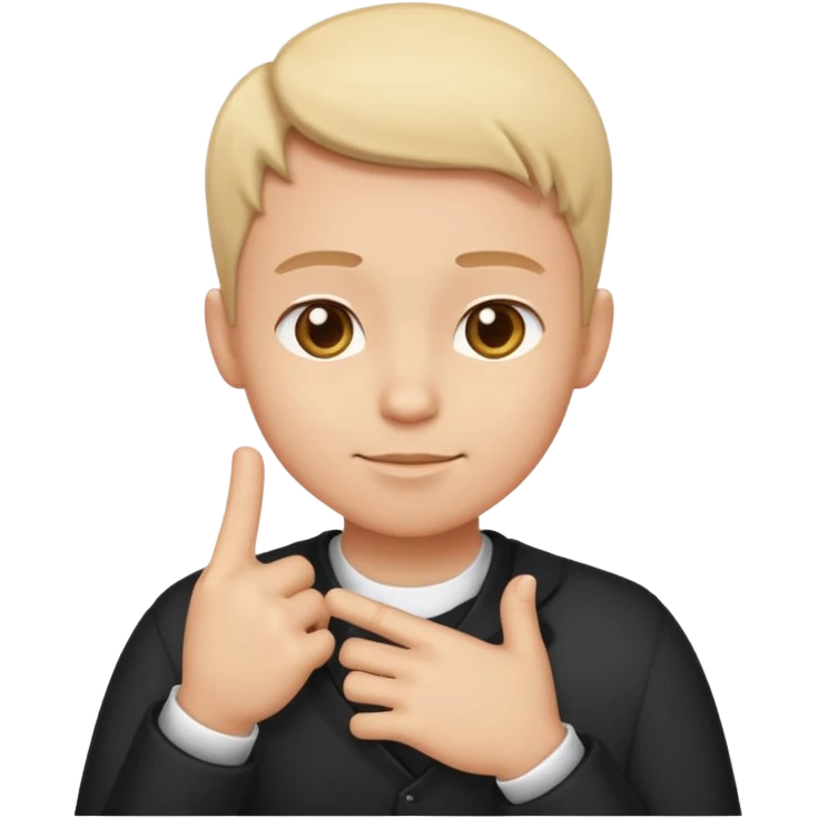 cartoon-style character, one finger touching their chest, confident facial expression, simple emoji-style, white background emoji