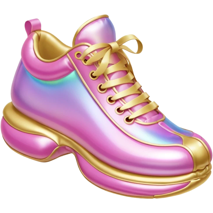 gold rococo kawaii pink inflatable puffy shell shoe emoji