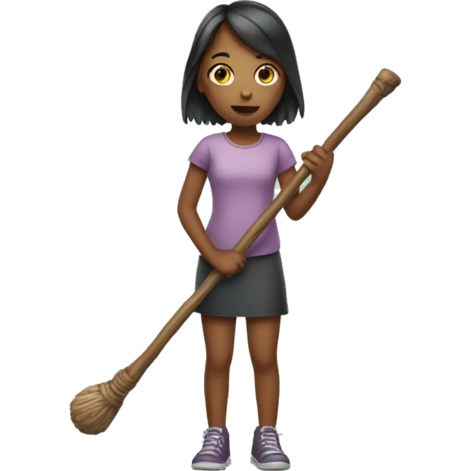 Girl holding a stick emoji