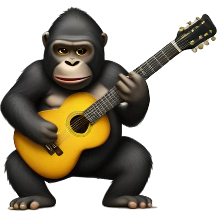 Gorila tocando guitarra con un bikini puesto emoji