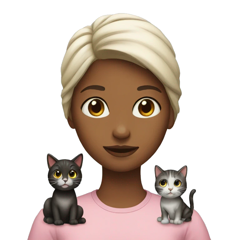 One girl and two cats emoji