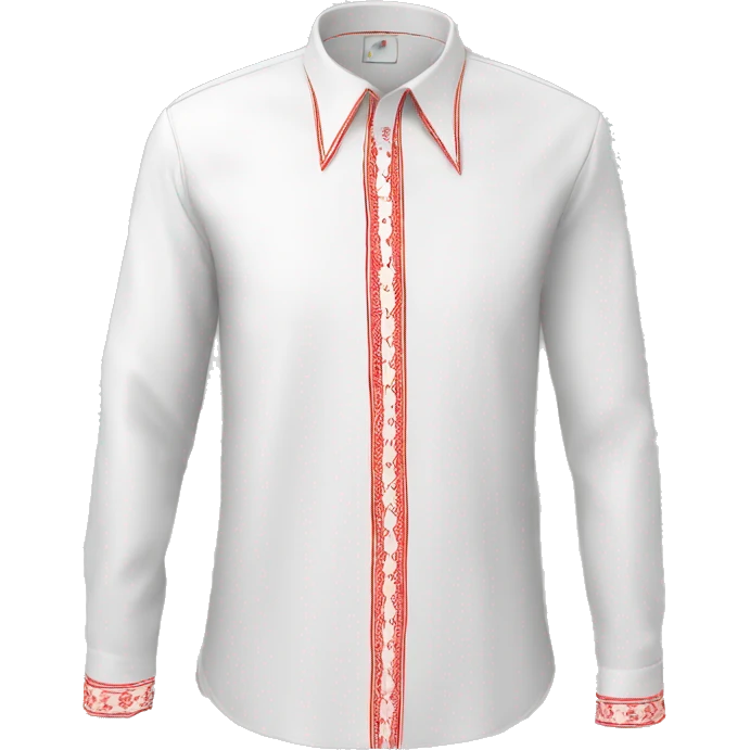 Shirt 👚 vyshyvanka, white with red embodiary emoji