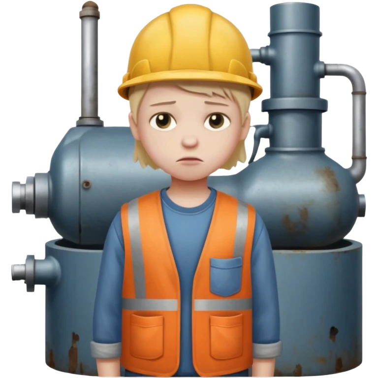 a child with a sad face works in a factory emoji