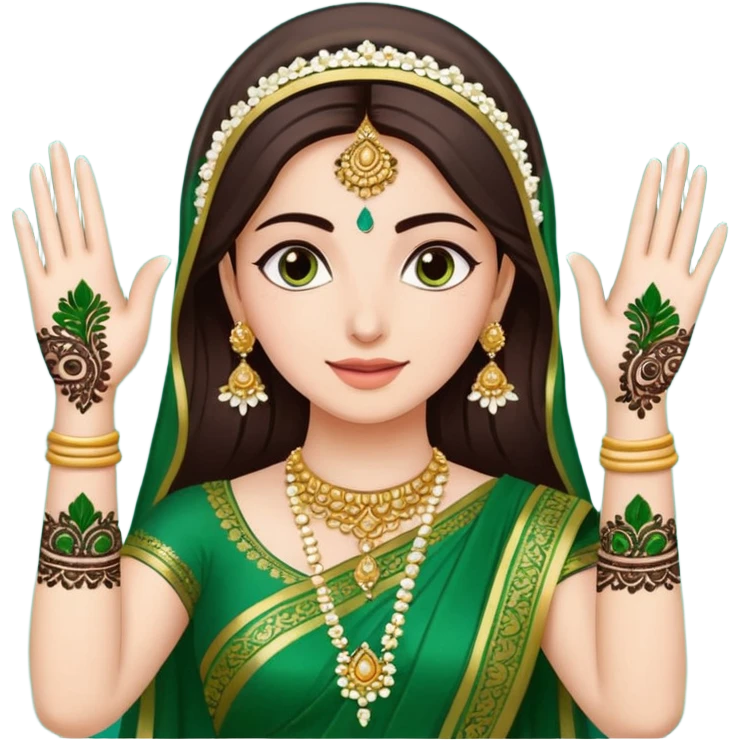 bride in mehendi Ceremony in green saree emoji