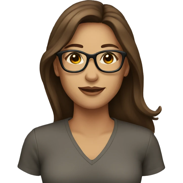 Woman with glasses and long brown hair  emoji