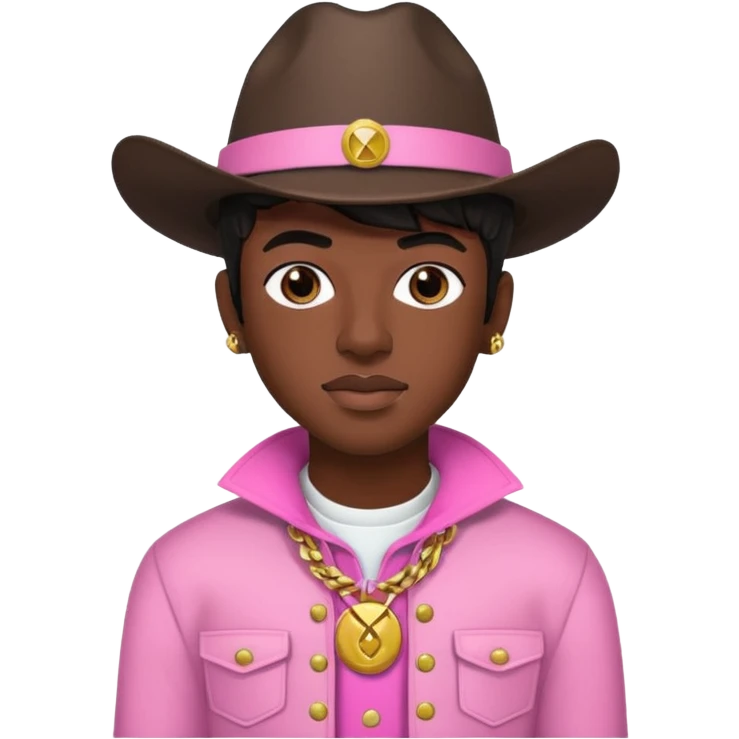 Lil Nas X black hair, pink outfit emoji
