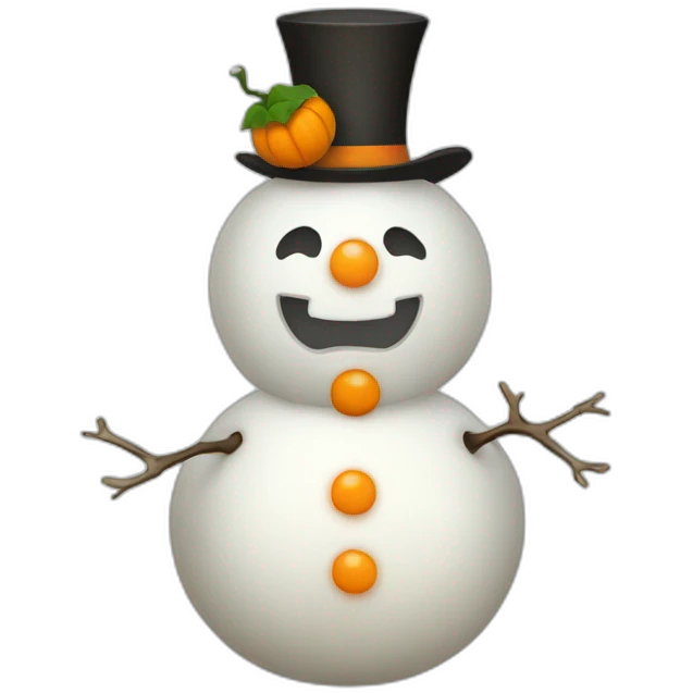 trisomic snowman with a reversed pumpkin emoji